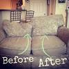 Reupholstering seat cushions with vinyl. 1