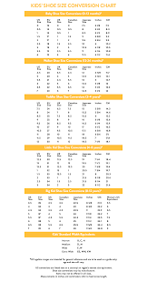 65 true kids shose size chart