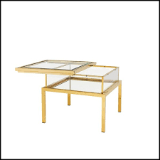 Luckily, it is easy to create a faux antique finish on a new coffee table. Side Table With Structure In Gold Finish Mirror Glass And Clear Glass Sliding Top 24 Harvey Pacific Compagnie