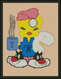 Tweety Bird Cross Stitch Pattern Good Morning Tweety Bird Counted Needle Point And Cross Stitch Chart Patterns Via Etsy Needlepoint Patterns Cross Stitch Cross Stitch Chart