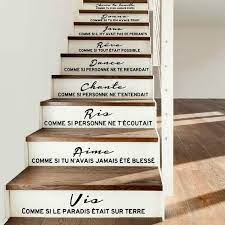 stairs stickers decals french citation cheris ta famille vinyl wall decals wall art for living room home decor house decoration wish decal wall art stair stickers wall mural decals