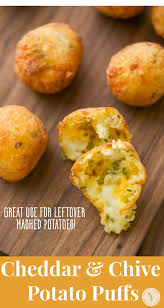Cheddar Chive Potato Puffs Recipe In 2020 Potato Puffs Cheesy Appetizer Light Appetizers