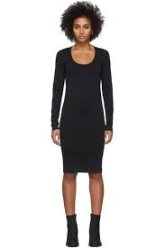 Helmut Lang Black Scoop Neck Dress Black Raglan Mid Length Dresses Clothes Design