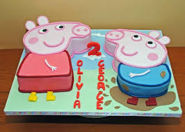 Birthday Cake For Brother And Sister Peppa And George Birthday Cake For Twin Brother And Sister Peppa Pig Birthday Cake Twin Birthday Cakes Peppa Pig Birthday