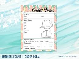 Hat Order Form 8 5x11 Inches Breezy Colors Design How To Memorize Things Free Printable Crafts Order Form