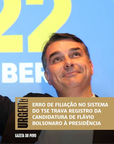 Uma alteração na filiação partidária de Flávio Bolsonaro (PL-RJ) no sistema  da Justiça Eleitoral impediu o registro da candidatura dele à Presidência,  nesta quinta-feira (13). Ao invés de aparecer como filiado ao