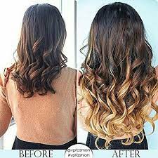 Full Head Wavy Clip In Dark Brown To Sandy Brown Ombre Hair Extensions Clip In Hair Extensions Hair Extensions Before And After