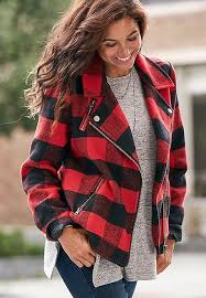 Black And White Buffalo Plaid Shirt Womens Buffalo Plaid Moto Jacket Maurices Plaid Jacket Outfit Plaid Outfits Buffalo Plaid Outfit
