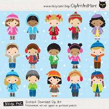 Winter Kid Clipart Winter Children Clipart African American Etsy In 2020 Kids Clipart Winter Kids Boy And Girl Cartoon