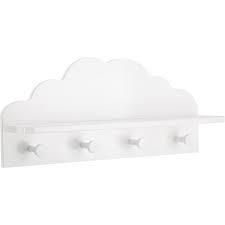 Porte Manteau Avec 1 Etagere Et 4 Pateres Forme De Nuage Bambi Porte Manteau Mural Patere Formes De Nuage