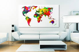 Sticker mural carte du monde déco décoration autocollant mur notre décoration murale métal de carte du monde en bronze fdshdcarte1 : Toile Carte Du Monde Le Monde En Couleurs
