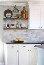 How To Install Floating Kitchen Shelves Over A Tile Backsplash Floating Shelves Kitchen Best Paint For Kitchen Kitchen Cabinet Shelves