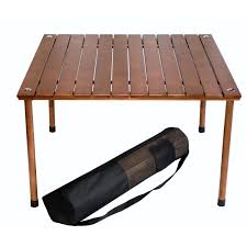 Outdoor Portable Folding Table With Carry Bag With Solid Wood Top Camping Table Portable Table Patio Table