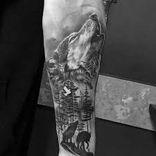 Super cute temporary tattoo of a blue wolf with a moon next to it, so nice. 101 Best Wolf Tattoos For Men Cool Design Ideas 2021 Update