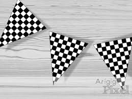Black And White Checkered Flag Banner Printable Checkered Pennants Black And White Boy Birthday Etsy Diy Party Banner Diy Banner Birthday Party Banner