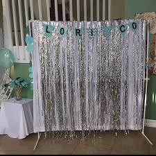 3 X 8 Silver Foil Metallic Fringe Curtain Photo Silver Curtains Curtain Decor Curtain Fringe