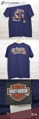 Harley Davidson T Shirt Large Harley Davidson T Shirt Blue With Patriotic Usa American Flag Red White Blue Blon Harley Davidson T Shirts Clothes Design Shirts