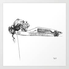 Woman Relaxing In The Bath Art Print By Anthony Greentree Bath Art Art Ink Art