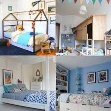 Full size white and light wood platform bed with four drawers and a headboard that has two small shelves. 20 Beautiful Ikea Bed Hacks For Bedroom Craftsy Hacks