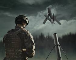 drone flying over a battlefield in Ukraine