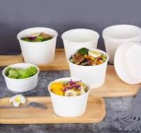 50pcs Disposable Paper Bowls Circular Food Containers Salad ...
