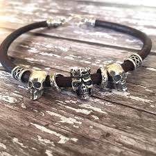 Get gift ideas for him from birthdays to christmas gifts. Sterling Silver Skull And Leather Bracelet For Men Gents Skull Bracelet Unique Gifts For Men Mens Acce Mens Skull Jewelry Skull Bracelet Men Mens Jewelry