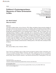 Pdf Folklore S Contemporariness Dynamics Of Value Orientation In Bihu Dev Pathak And Moureen Kalita Academia Edu Bihu denotes a set of three different cultural festivals of assam and celebrated by the. dynamics of value orientation in bihu
