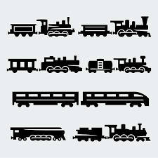 Trains Silhouettes Set Train Silhouette Train Illustration Train Drawing