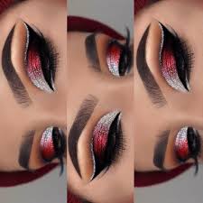 Black And Silver Eyeshadow Looks Gorgeous Blending With Silver Red Black Silver Eye Makeup Makeup Beautiful Eye Makeup
