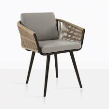 A Great Looking Modern Dining Chair With A Rope Detail Woven Over A Powder Coated Aluminum Fr Wicker Patio Chairs Modern Outdoor Furniture Wicker Dining Chairs