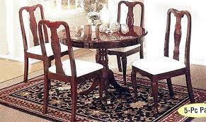5pc Queen Anne Style Cherry Finish Wood Round Dining Table 4 Chairs Set Round Wood Dining Table Cheap Dining Room Sets Dining Room Furniture Sets