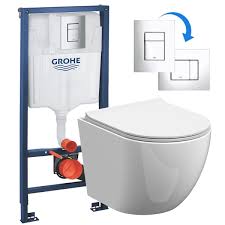 Wall Hung Toilet Pan Rimless Seat & GROHE 1.13m Concealed Cistern Frame WC  | eBay UK