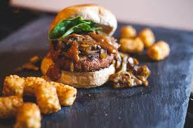 Beyond Meat Burger With Caramelized Onions And Mushrooms Recipe Beyond Meat Burger Caramelized Onions And Mushrooms Stuffed Mushrooms