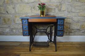 A recycled singer sewing machine stand vanity table. Restyled Vintage Singer Treadle Dressing Table Old Sewing Machine Table Antique Sewing Table Sewing Table Repurpose