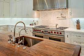 Maybe you would like to learn more about one of these? Butcher Block Island Top With Stainless Steel Sink And Two Faucets Transitional Kitchen