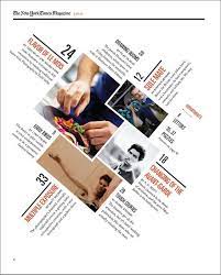 A Redesigned New York Times Magazine Table Of Contents Made As A School Project Hallie Bean Magazine Layout Design Newspaper Design Poster Design