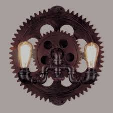 Distressed Copper 2 Lights Gear Pipe Industrial Sconce Led Wall Lamp Takeluckhome Com