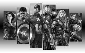 Black And White Superhero Wall Art Marvel Comics The Avengers Black And White Wall Art Superhero Wall Art Black And White Wall Art Avengers Art