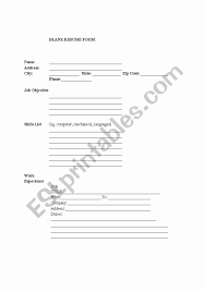 Fill In The Blank Resume Worksheet Elegant Blank Resume Form For Esl Job Seekers Esl Worksheet By Resume Resume Form Worksheets