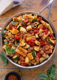 Transfer to a bowl and set aside. Rigatoni With Sausage Tomatoes And Zucchini Baker By Nature