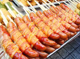 Blt Potato Chips Spiral Hot Dogs Bacon On A Stick Super Seoul Beer More Crazy Food Pork Belly Tacos Bacon Hot Dogs Bacon Wrapped Hotdogs