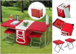 Summer Is Coming Now It S The Perfect Time To Go Outdoors And Have Fun This Multi Functional Rolling Cooler Will Camping Table Picnic Table Diy Outdoor Table