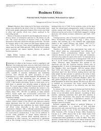 Business ethics are given much importance nowadays. Pdf Business Ethics