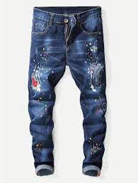 Men Paint Splatter Destroyed Jeans Destroyed Jeans Mens Outfits Ripped Jeans