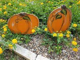 I have a very long driveway and don't usually decorate because there is no electricity there. Lil Pumpkin Patch Pumpkin Yard Stakes Wooden Pumpkins Etsy Fall Decorations Porch Pumpkin Fall Decor Wooden Pumpkins