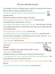 Play this game to review english. The Lion And The Mouse Reading Comprehension Exercises For Children Pdf