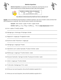Write the chemical equations and balance each of the following word equations. 07 Skeleton Equations Worksheet