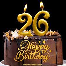 Maybe you would like to learn more about one of these? 26 Birthday Chocolate Cake With Gold Glitter Number 26 Candles Gif Download On Funimada Com