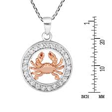 Sterling silver cancer pendant necklace zodiac star sign. Handmade Trendy Crab Zodiac Sign Cancer Rose Gold And Sterling Silver Necklace Thailand Overstock 28665453