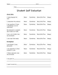 Student Self Evaluation Reflection Student Self Evaluation Student Self Assessment Student